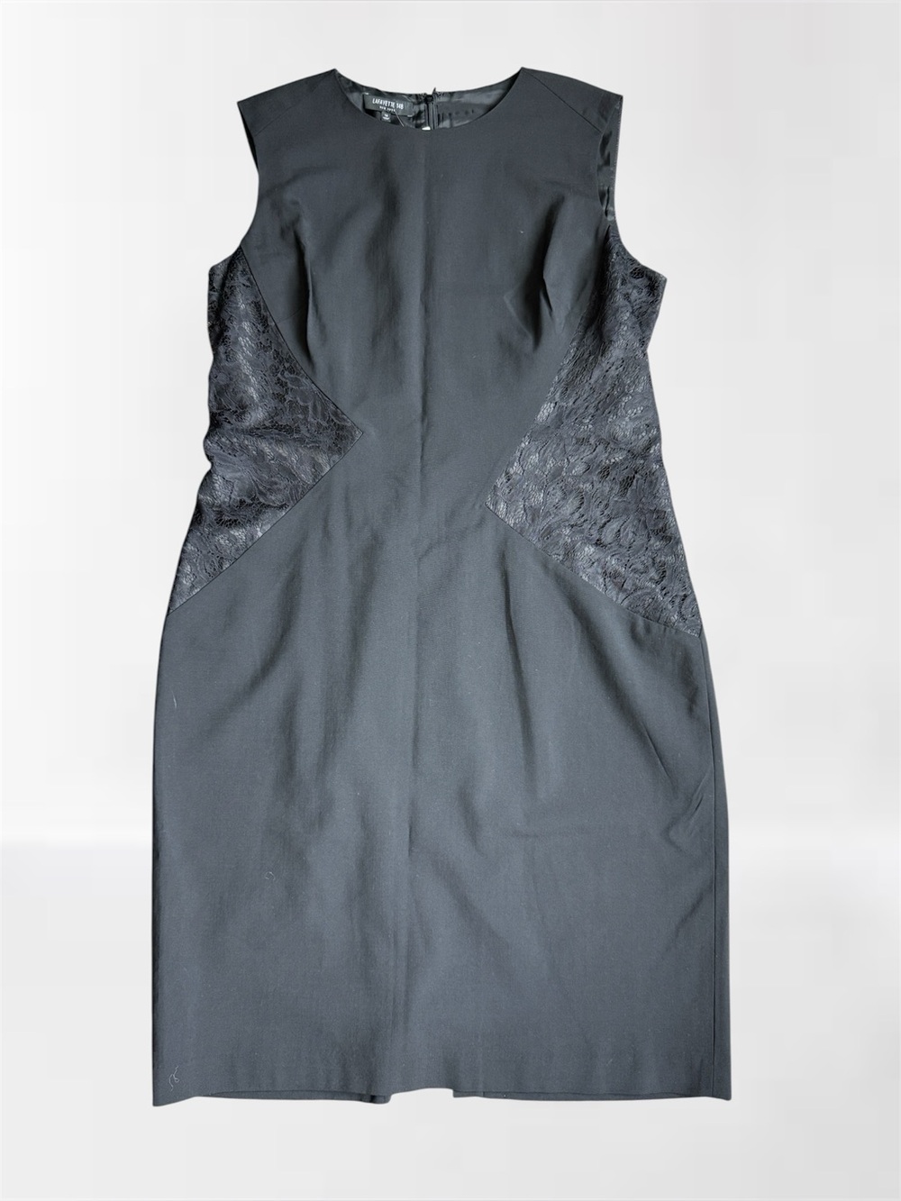 Lafayette 148 NY Black Wool Lace Panel Sheath Dress NWT | Size 14